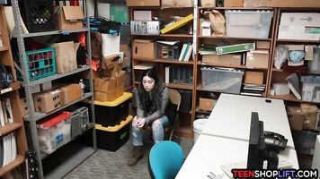 BBW teen thief caught and fucked by her LP officer stepdad