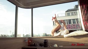 Amateur couple having passionate sex and cumshot on window