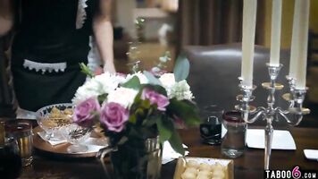 Stepmom makes teen stepdaughter serve her guests naked