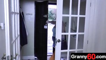 Masked grandson attacked his grandma who came back from a day of shopping and fucked her rough