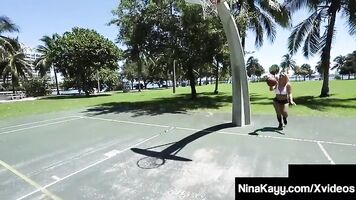 Fuck Fiend Nina Kayy Bangs Her Black Coach's Big Ebony Cock!
